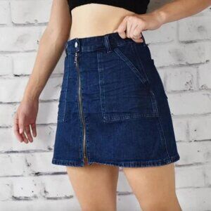 Madewell Moto Style Zip Up Denim Mini Skirt Size 28